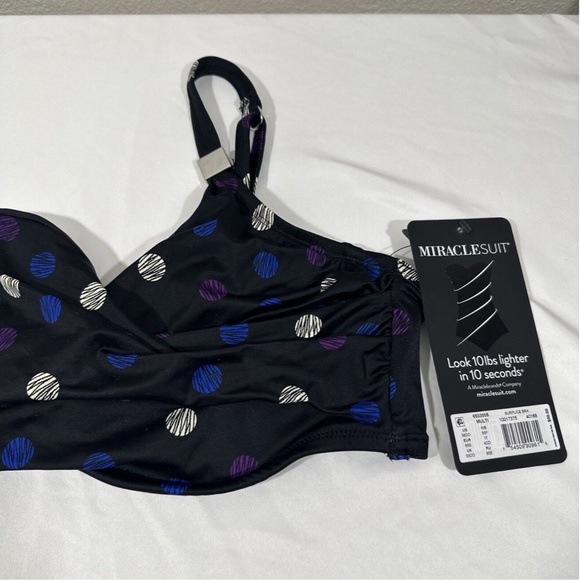 NWT Miraclesuit [ 38DD ] Spotted Surplice Bra Top + [‎ 14 ] Norma Jean Bottom - Picture 10 of 16